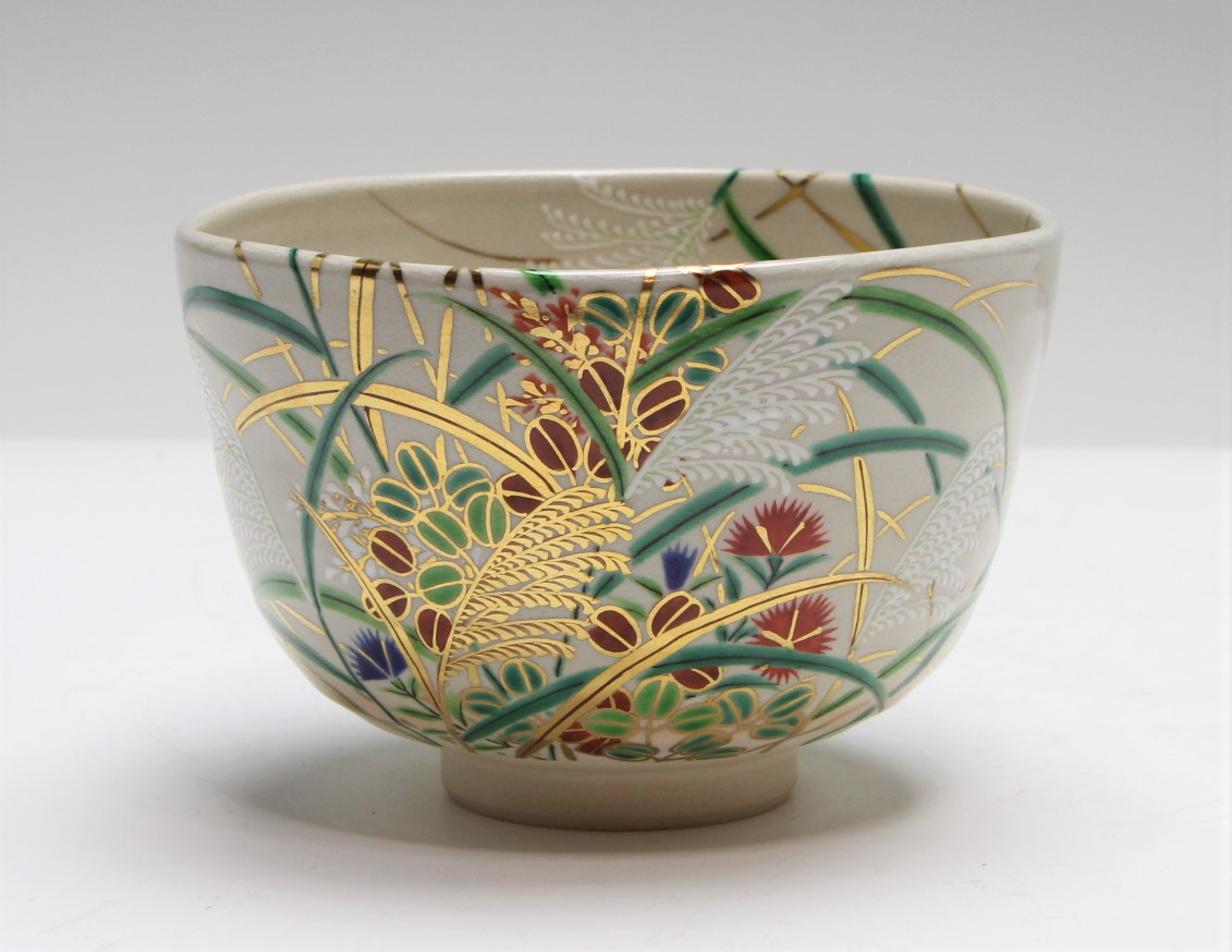 仁清写秋草紋茶碗