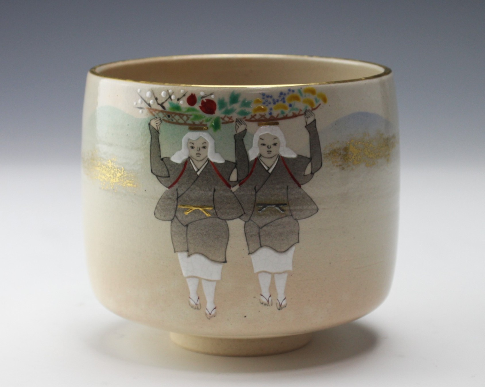 色絵花売茶碗